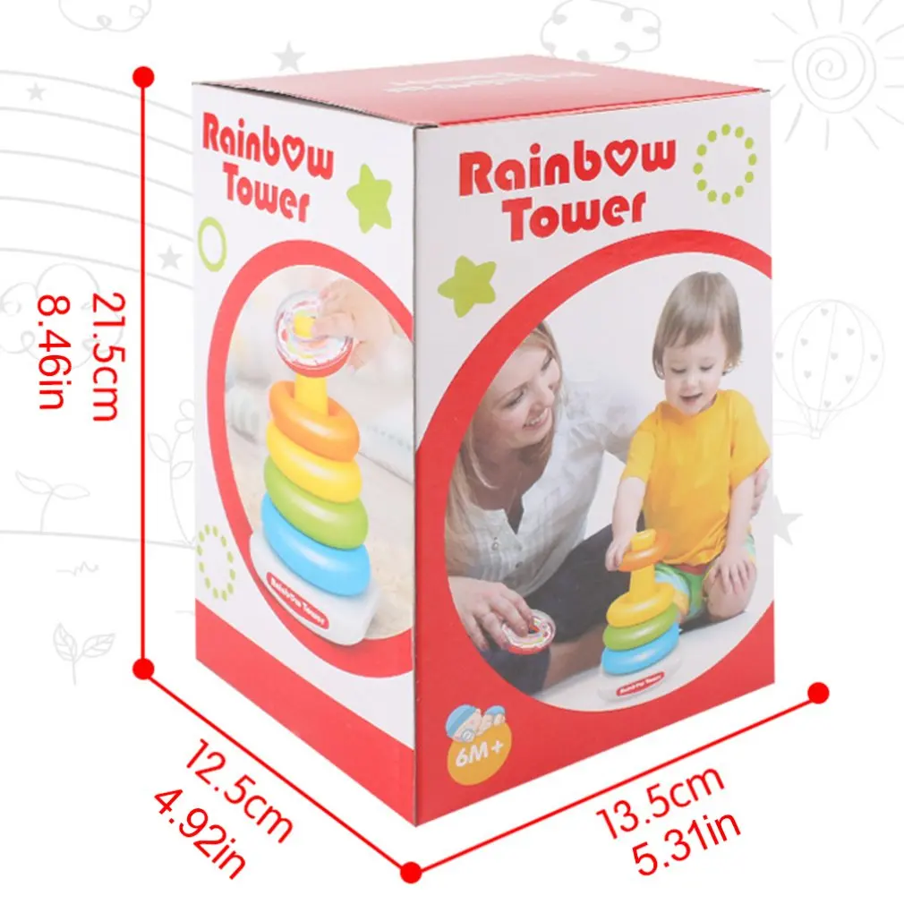 Baby educational toys 0-3 years old baby toy rainbow circle foldable music tumbler toy cultivate children's vision