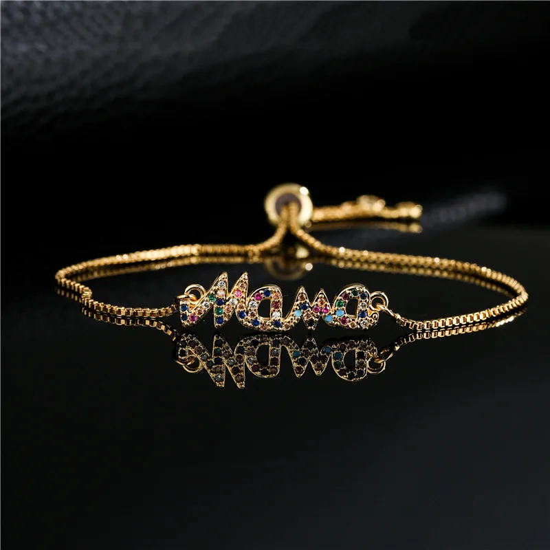 Adjustable Customized Name Bracelet Charm MaMa Bracelets Girl Name Chain Zirconia Jewelry For Elegant Women Mother’s Day Gifts
