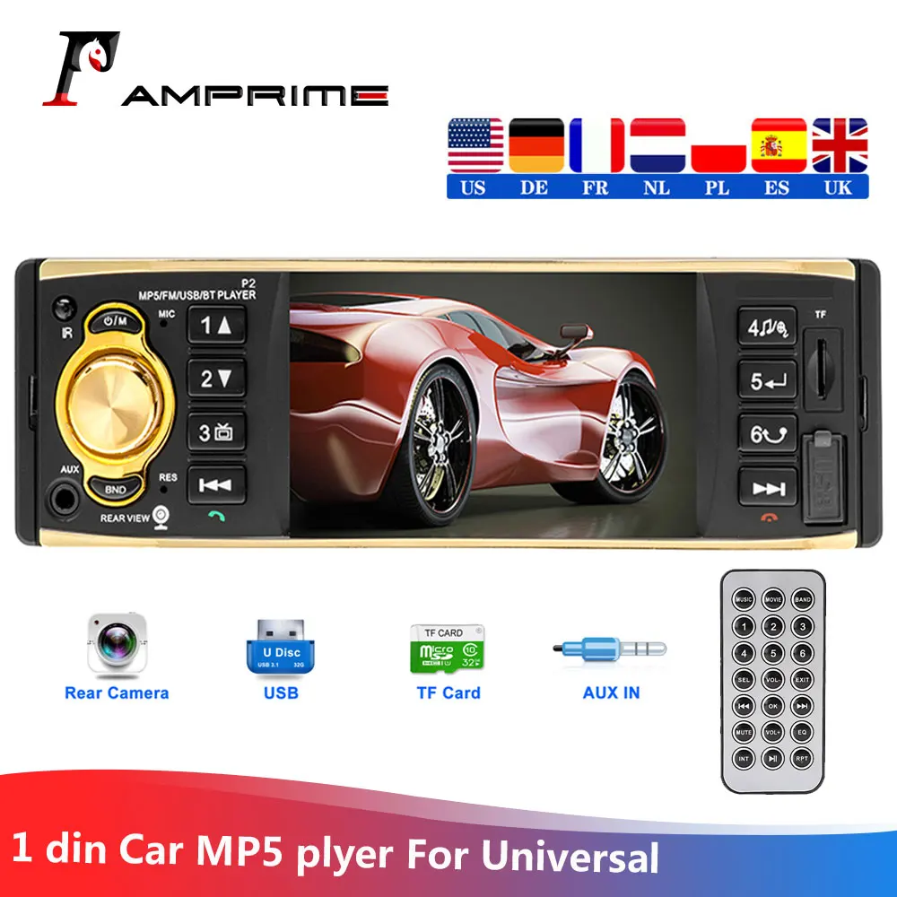 Автомагнитола AMPrime 4019B 1 Din 4 дюйма FM MP5 плеер камера заднего вида дистанционное