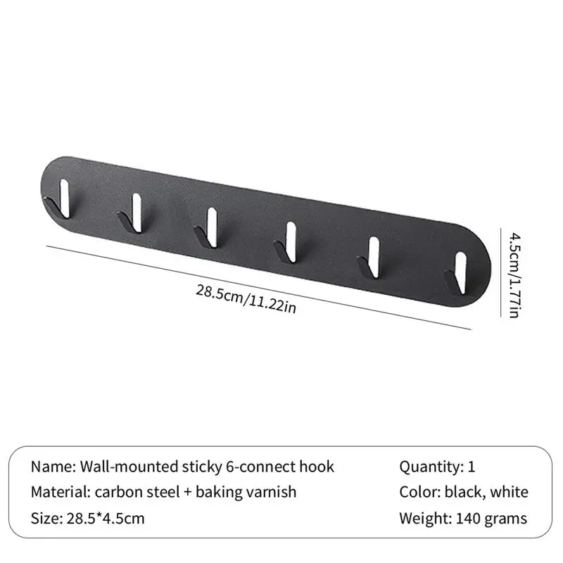 

6 Hooks Wall Hanging Hooks Key Holder Hanger Clothes Holder Towel Rack Housekeeper Home Kitchen Bathroom Organizer Door Hook