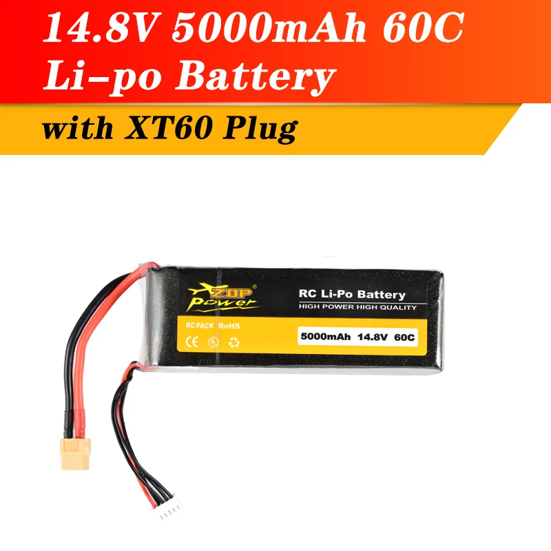 ZOP мощный Высококачественный аккумулятор 14 8 V 60C 5000mAh 4S Lipo XT60 разъем для