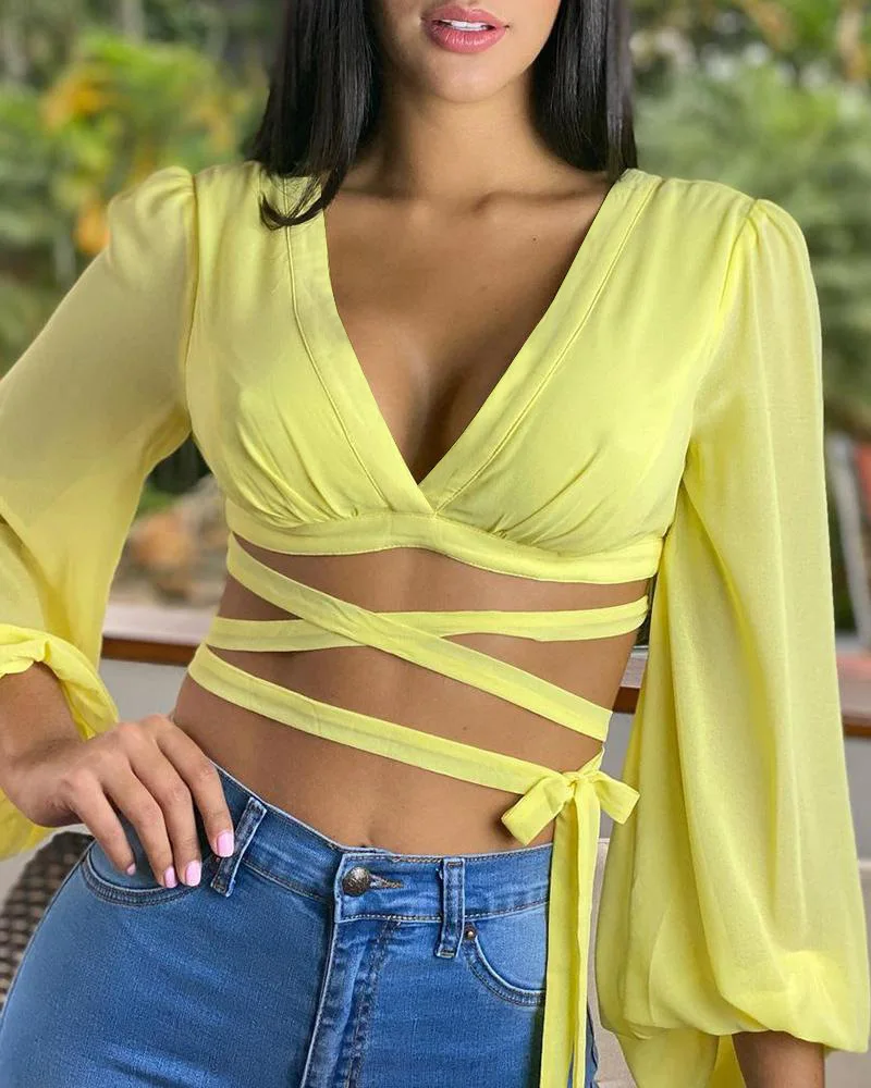 

Women's new solid color bandage top