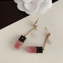 2021 Hot Trend Brand Pink Perfume Bottle  Earrings Ear Studs Everyday Wear Versatile Jewelry Atmosphere Fashion Cute