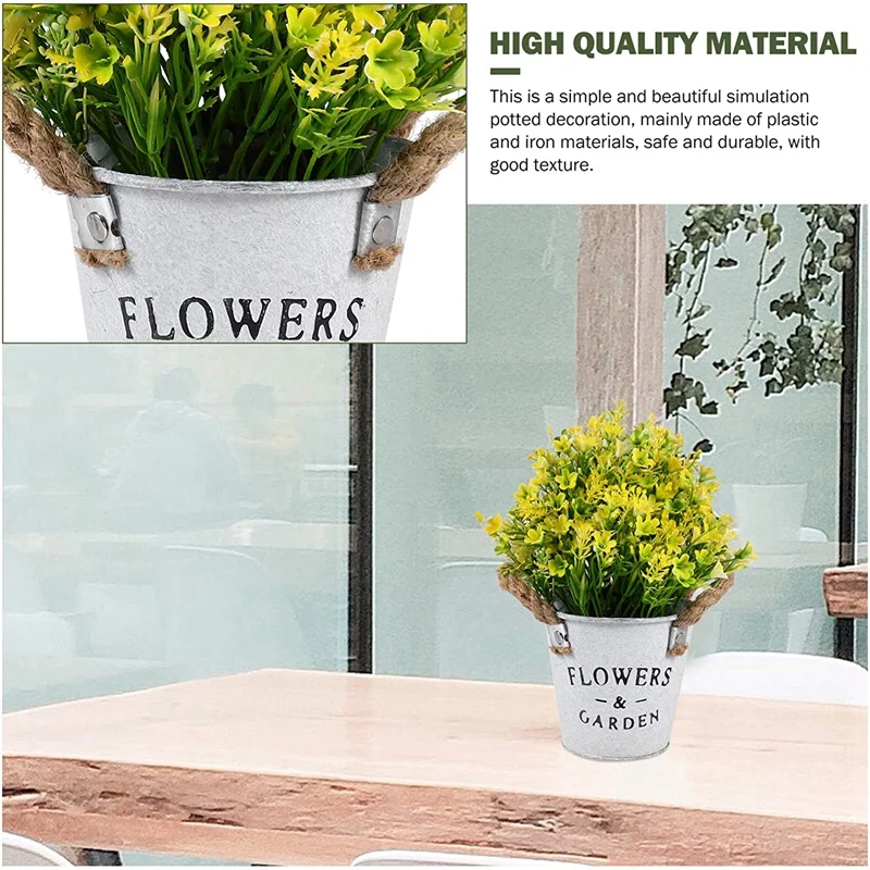 Искусственный цветок бонсая с Оловянным цветочным ведром 4 шт. подходит для