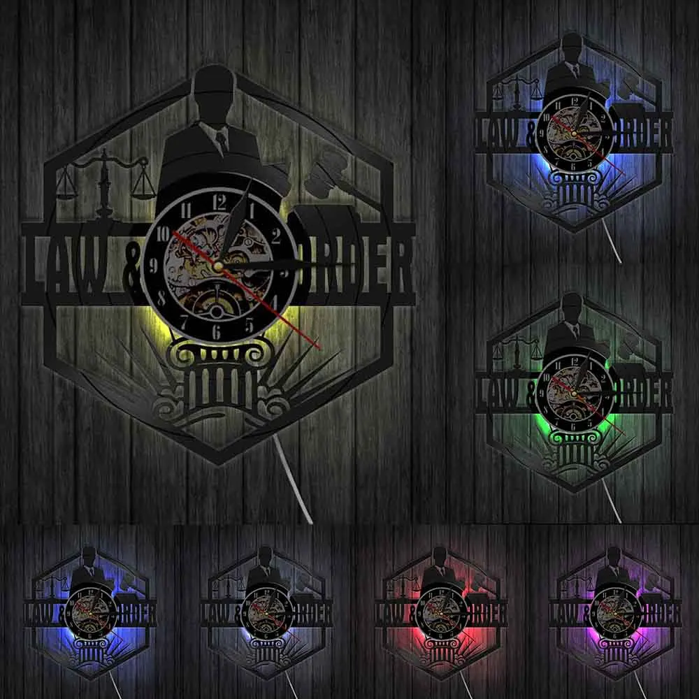 Настенные часы с виниловыми пластинами юстиция и декор для прохождения