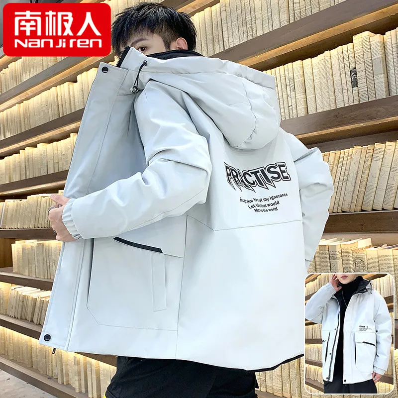 Winter Clothing Cotton Coat Men's Coat Fashionable Fleece-Lined Thickened Handsome Clothes Winter Workwear down Cotton-Padded
