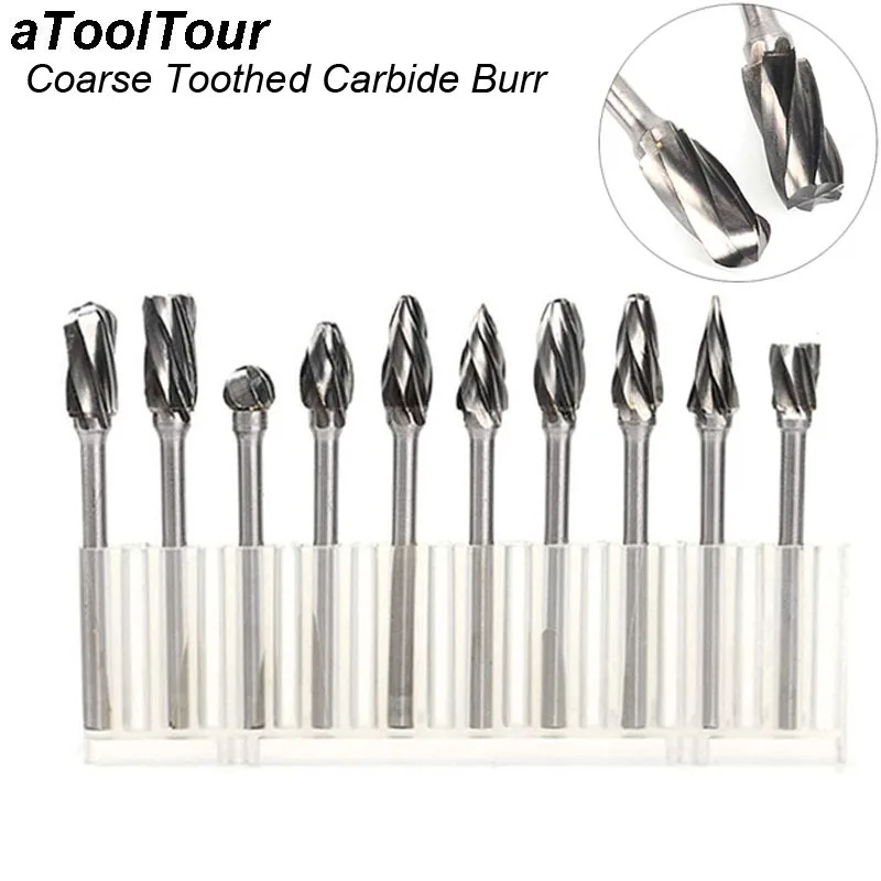 

3mm Shank Middle Coarse Toothed Cutter Milling Tungsten Carbide Rotary Burr Single Cut Rotary Tools for Metal Wood Plastic HRC70