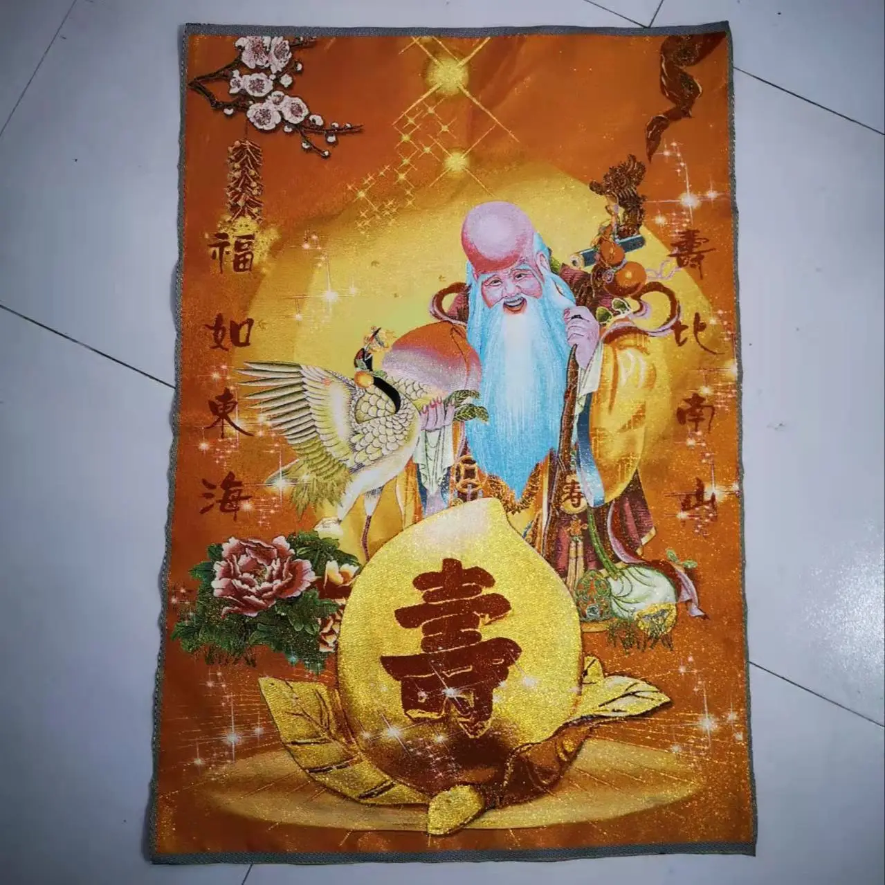 

Chinese collection Thangka embroidery the god of longevity diagram