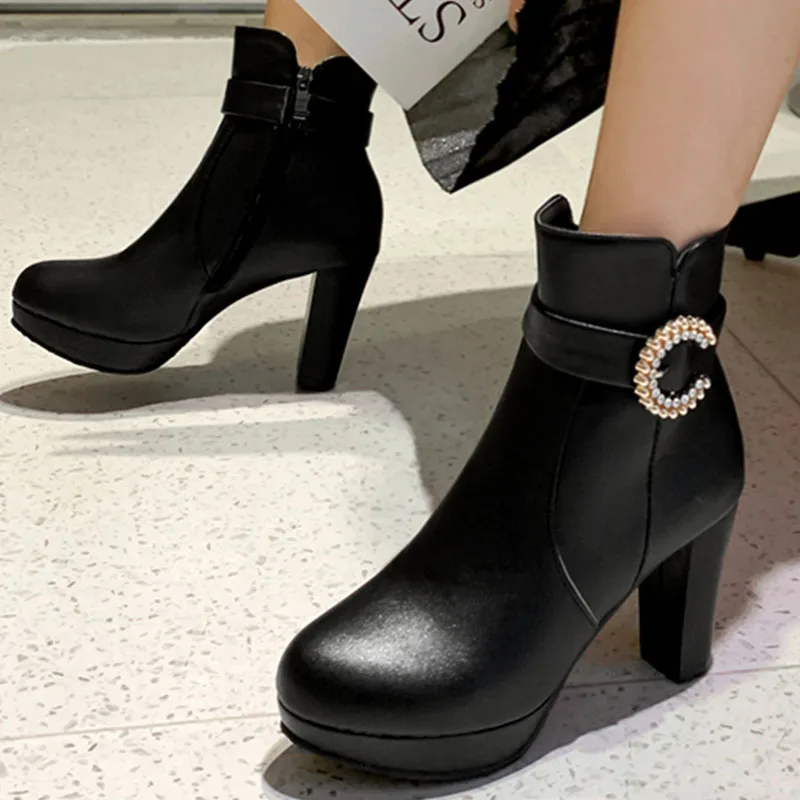 Женские ботильоны на очень высоком квадратном каблуке розовые ботинки платформе