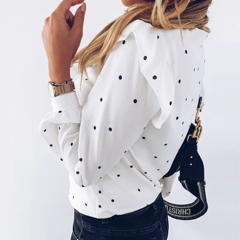 Женская Весенняя блузка с круглым вырезом и пуговицами элегантная рубашка в