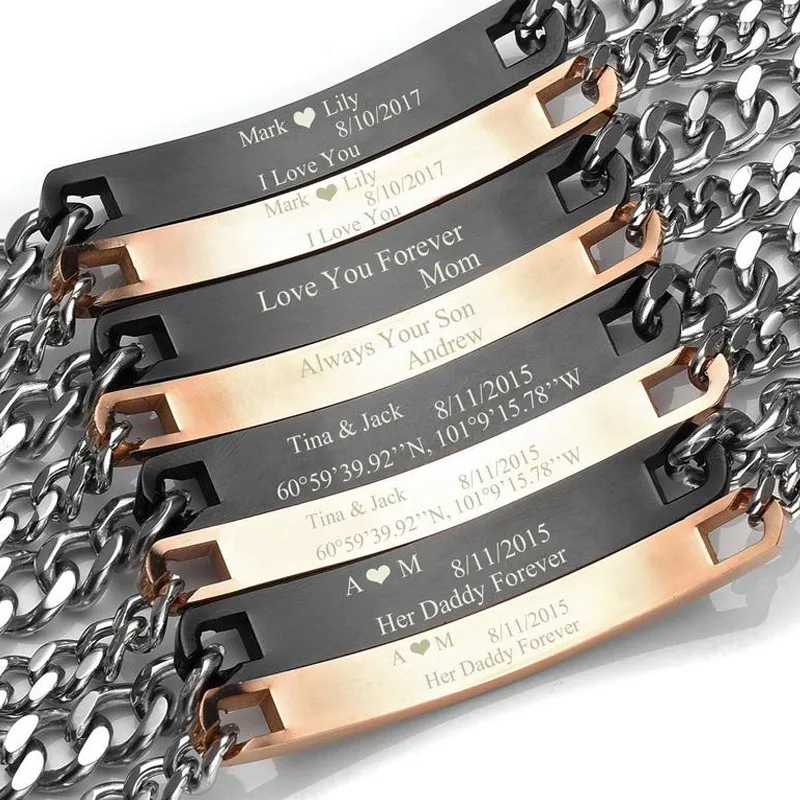 Персонализированные браслеты для пар из нержавеющей стали на запястье королевы |