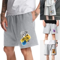 summer men shorts pockets elasticity shorts casual loose beach basketball jogging bear printed sports shorts five point pants