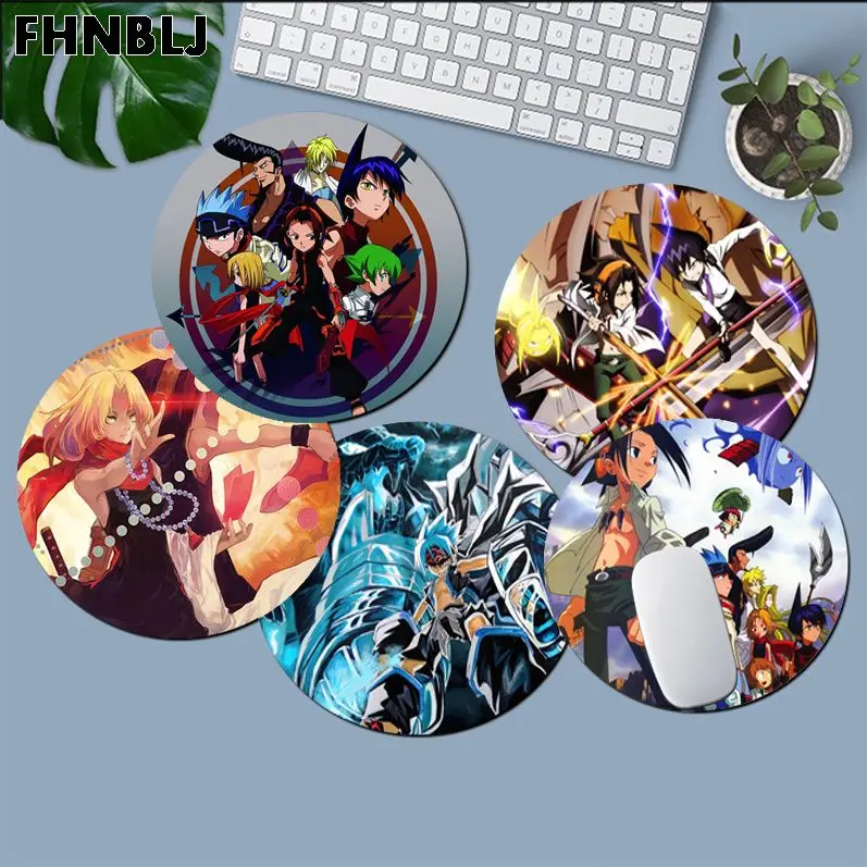 

FHNBLJ High Quality SHAMAN KING Beautiful Anime round Mouse Mat Anti-Slip Laptop PC Mice Pad Mat gaming Mousepad