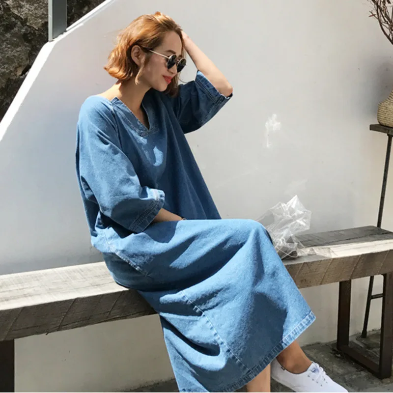 Женское винтажное платье LANMREM длинное однотонное с треугольным вырезом и рукавом