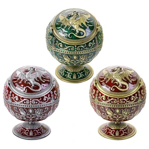 Retro Metal Ashtray Smoking Ashtray With Lid European Creative Cigar Dragon Earth Globe Ashtray For Home Decor Boyfriend Gift