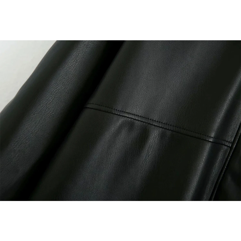 

2020 New Women Shirt Faux Leather Overshirt Long Sleeves Side Vents Tops Female Shirts Femme Mujer Blouse