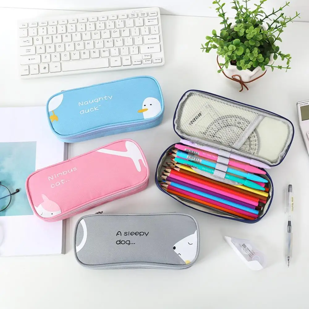 

Cute Animal Large Capacity Heart Zipper Pen Bag Holder Stationery Pencil Case