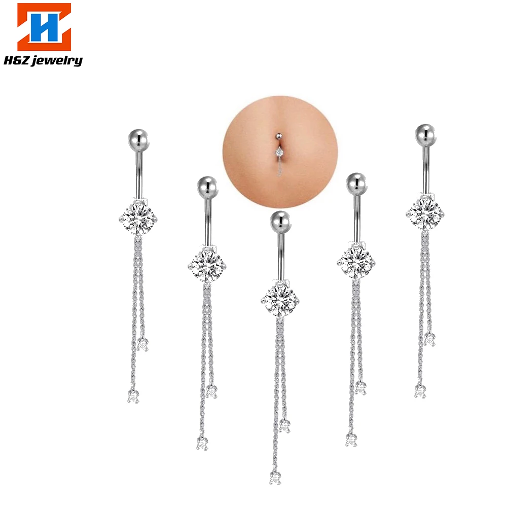 

1PS sexy stainless steel hoop zircon navel ring pendant hanging flower belly perforated Ombligo women fashion jewelry