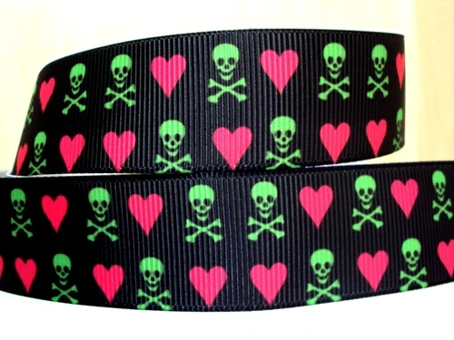 5 ярдов многоразмерная корсажная лента с принтом черепа на Хэллоуин ткань для