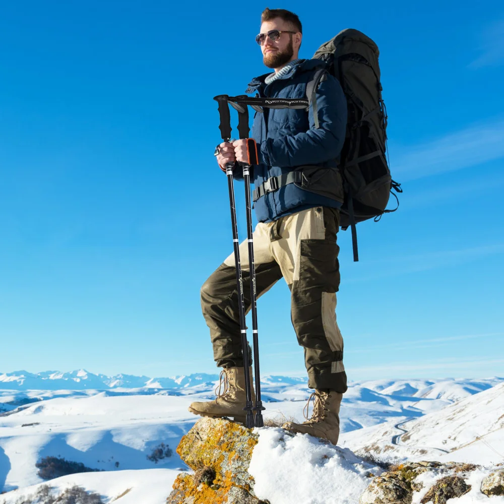 

1pc Portable Alpenstock Folding 5-Section Aluminium Alloy Trekking Pole