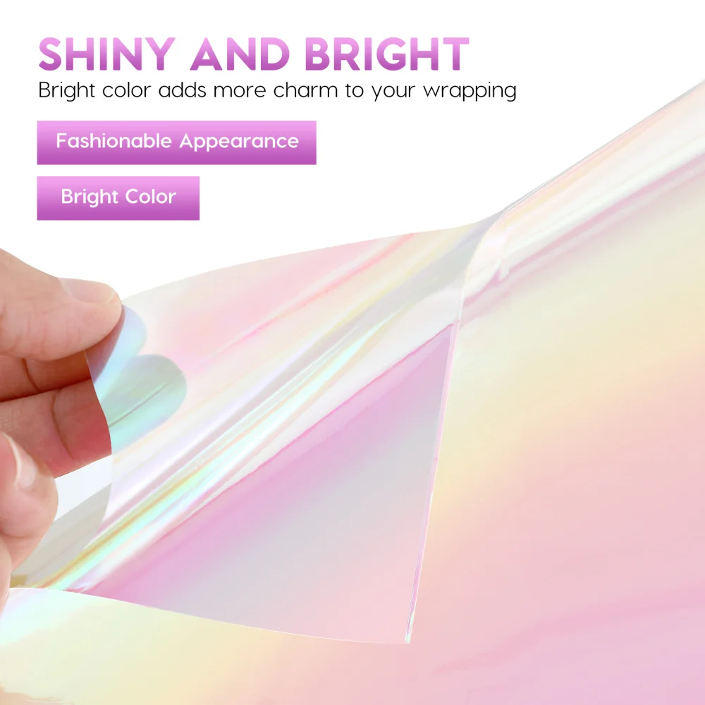 

Healifty 20PCS Cellophane Wrap Iridescent Film for DIY Wrapping Flower Gift