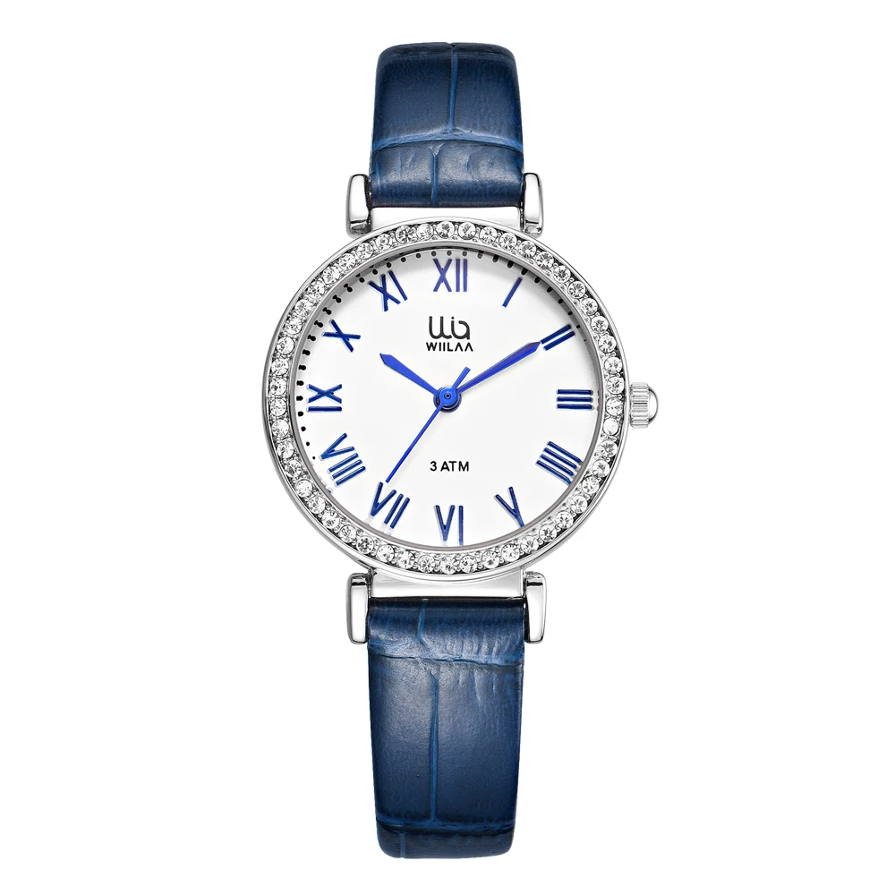 

Fashion Women Watches 2021 WIILAA Leather Minimalist Luxury Blue Ladies Quartz Dress Wristwatch Relogio Feminino Montre Femme