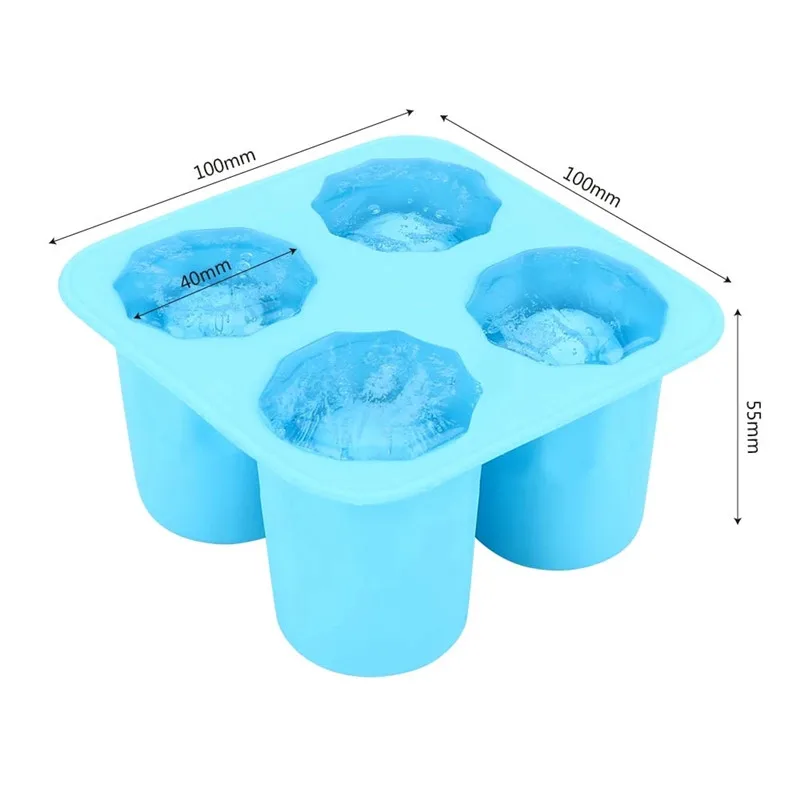 

4 Cup Shape Silicone Ice Cube Mold Makes Shot Glasses 3D Silicone Cube Tray Summer Bar Party Beer Cocktail Ice cupTool