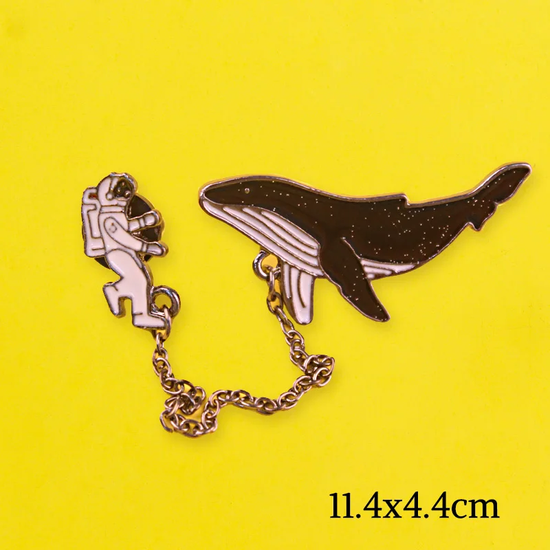 Набор с цепочкой и животными декоративные булавки Кит кот кролик металлические