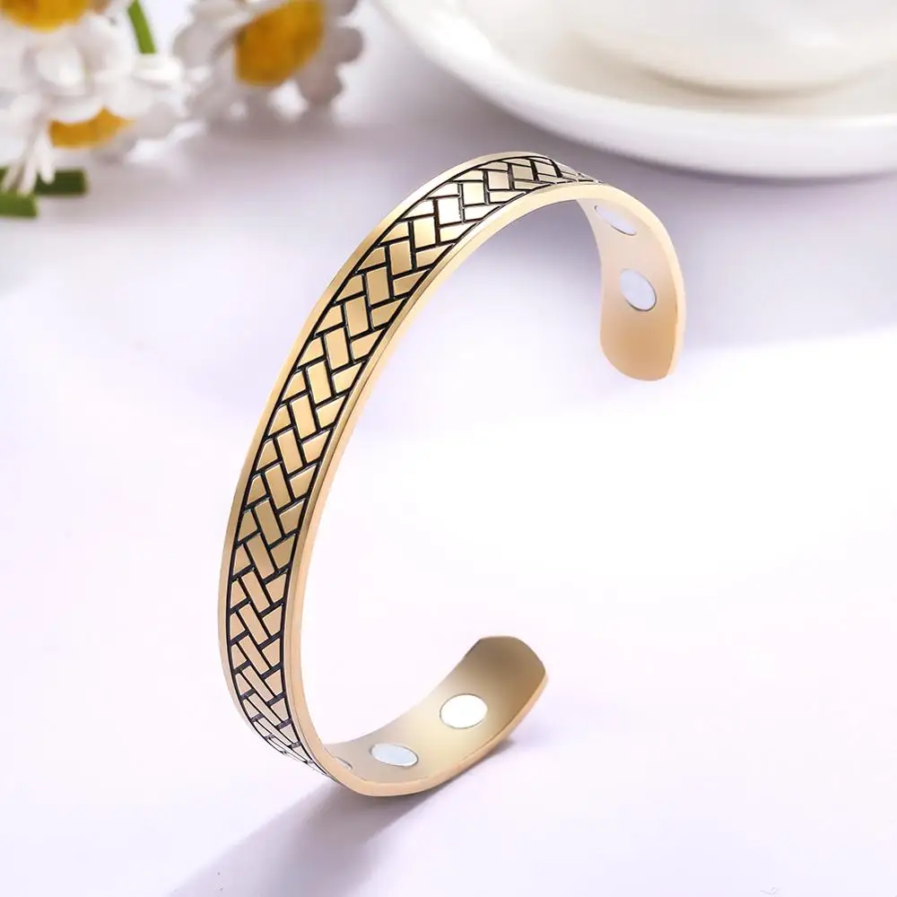 Myshape Magnetic Bangle Strip Lines 316L Stainless Steel Cuff Bracelet Women Bangles Health Elegant Jewelry Christmas Gift | Украшения и