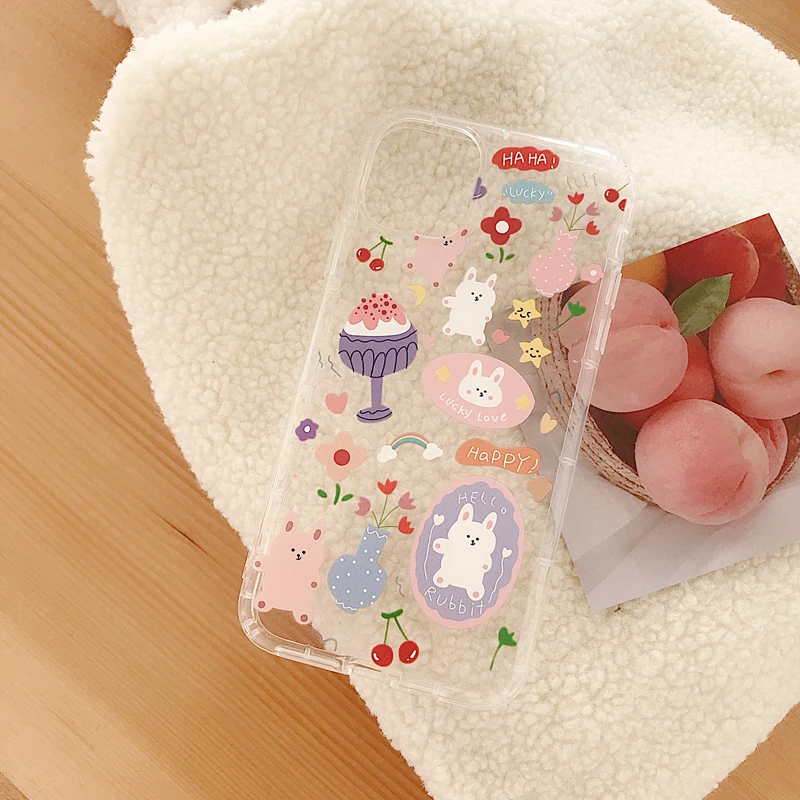 

Cute rabbit bear phone case soft silicon for iphone 7 case transparent cases for iphone 11 pro max 7 8 plus XS MAX XR fundas
