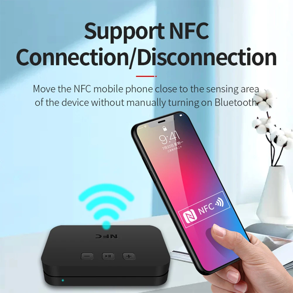

NFC Bluetooth Music Receiver 3.5mm Plug AUX Car Vehicle Bluetooth Receiver RCA Bluetooth Adaptor 5.0 With Mic For Car TV Speaker