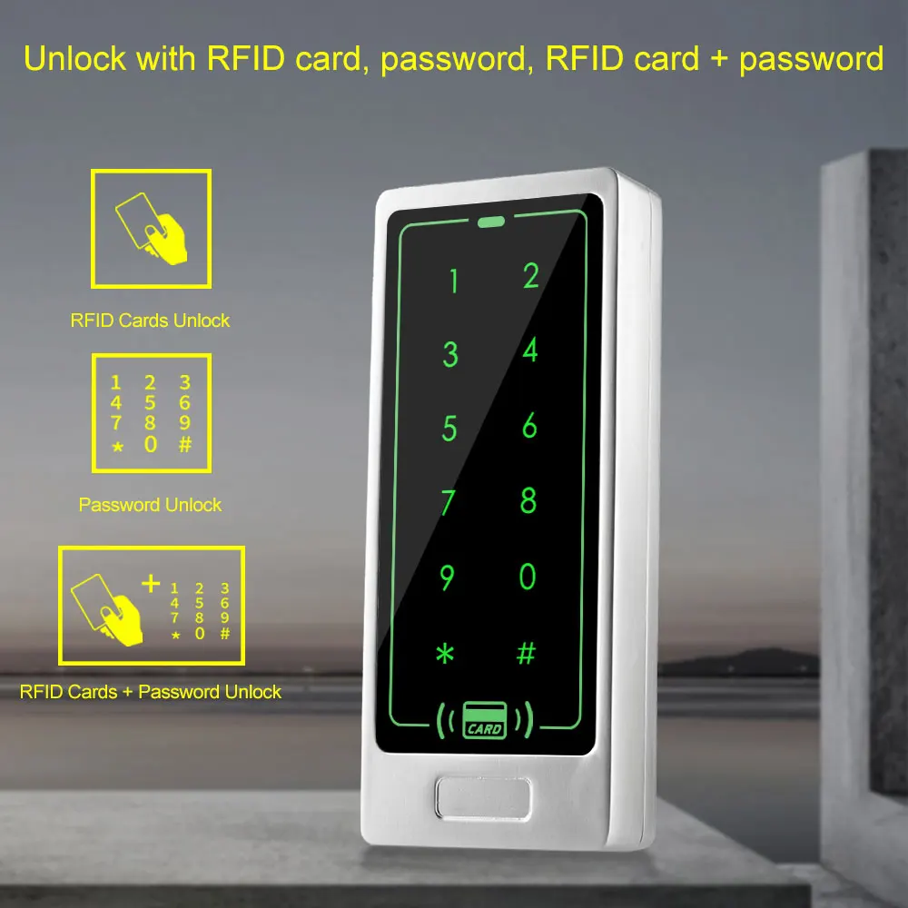 Сенсорный металлический RFID 125 кГц 3000 Система управления доступом пользователя