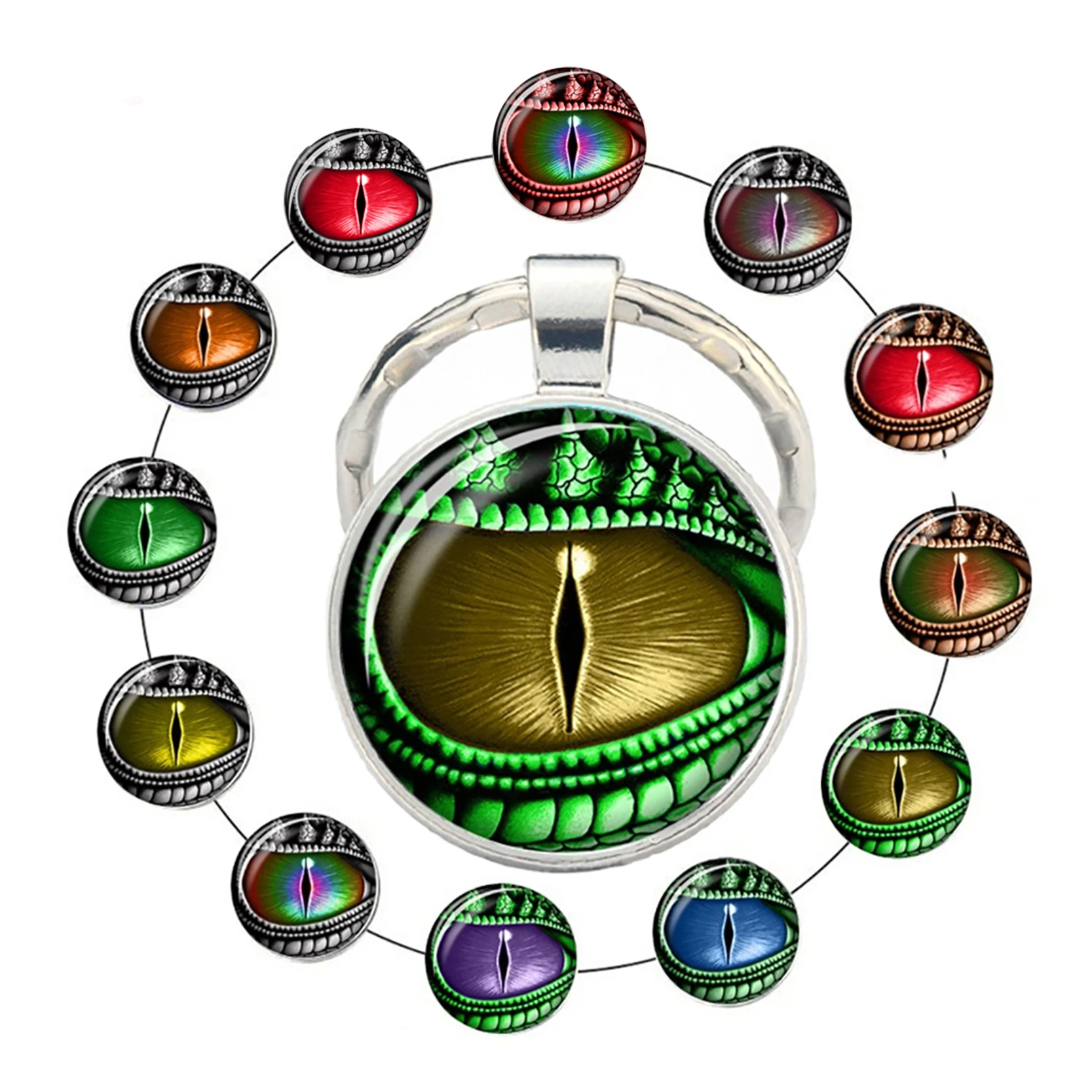 Злый дракон дневной стеклянный кабошон металлический сплав брелок модные