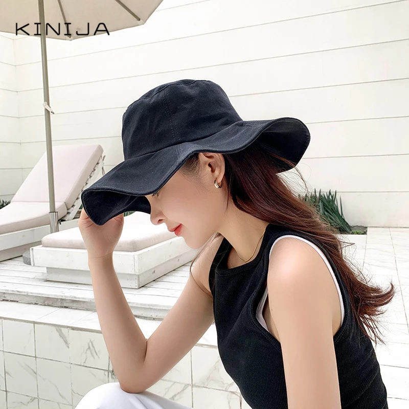 Женская летняя Солнцезащитная шляпа с большими полями для отдыха в рыбацком