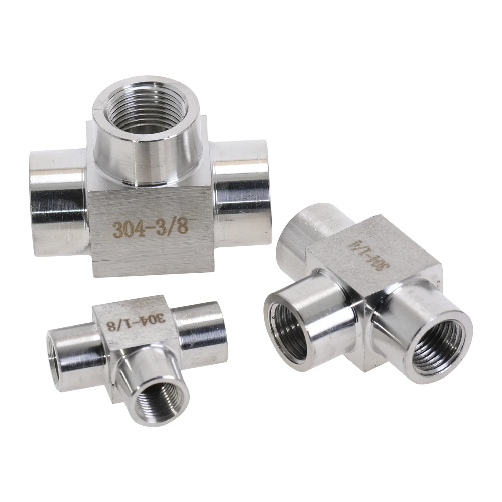 304 нержавеющая сталь 1/8 &quot1/4&quot 3/8 &quot1/2&quot BSPT Женский тройник с резьбой 3 способа