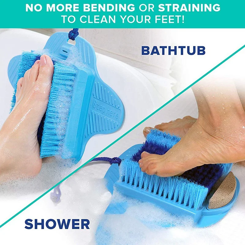 

K-STAR Feet Without Bending In The Shower Cleans Smooths Exfoliates And Massages Foot Brush Scrubber With Pumice Stone