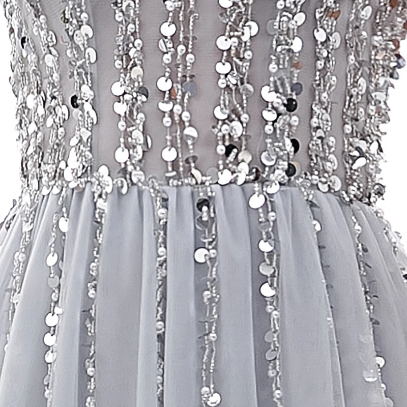 

Sequins Evening Dresses V-Neck Backless A-line Floor-length Sleeveless Bling Beads Plus size Customized Woman Formal Dress A189