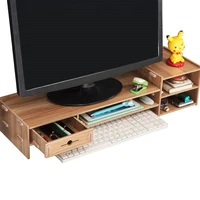 wooden board computer monitor stand holder laptop desk riser organizer storage rack storage shelf monitors accessories