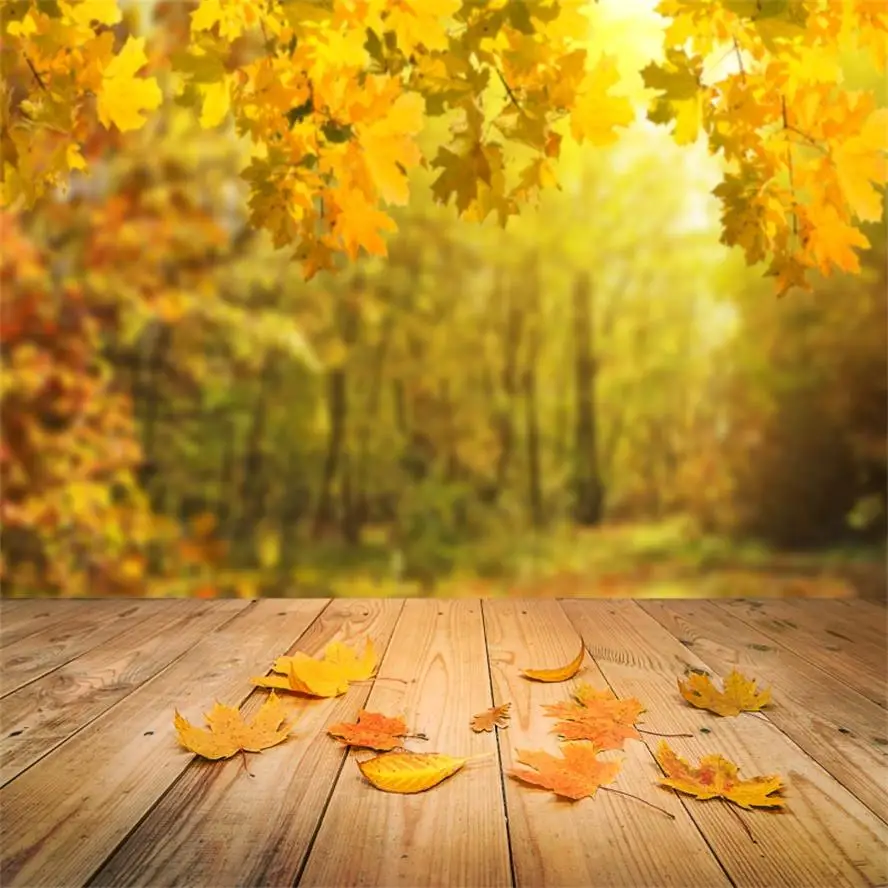 Laeacco кленовый желтый светильник в горошек Bokeh Fallen Leave детский портрет осень фото фон фотография Фон Фотостудия - Цвет: NBK10424
