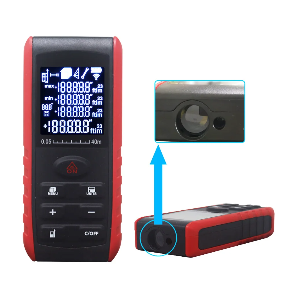 Ручной лазерный дальномер цифровой измеритель площади объема Измеритель угла 40
