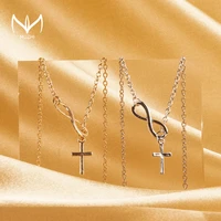 muzhi 2021 classic 8 word cross pendant necklace for women simple long chain pendant necklace fashion boho choker jewelry collar
