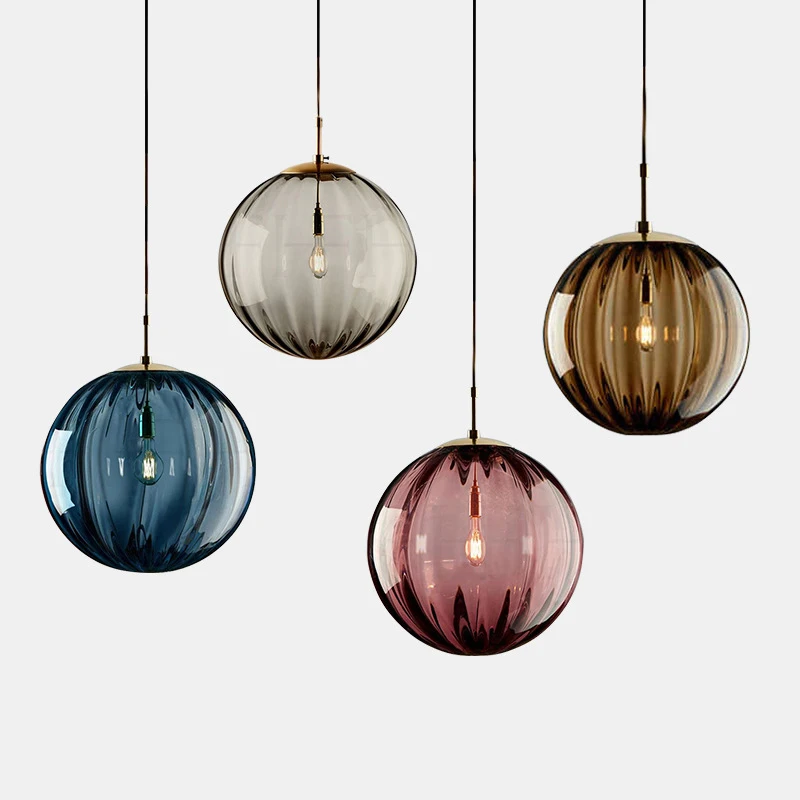 Nordic Small Glass Ball Pendant Lamp Modern Led Hanging Light Fixtures for Bedroom Bedside Kitchen Bar Home Decoratin Lighting