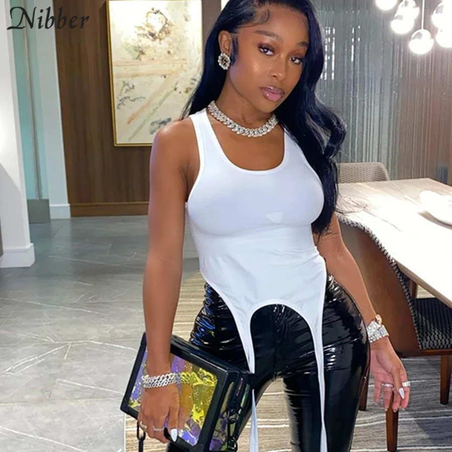 

Nibber Basic Long Ribbon White Tank Tops For Women Hight Street Casual Wear 2021 Summer Chic Fashionable Vest Club Wear Camisole