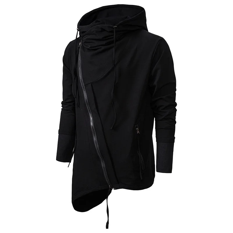New winter fashion men's assassin's creed black hoodie stylish holiday casual long sleeve loose irregular cardigan | Мужская