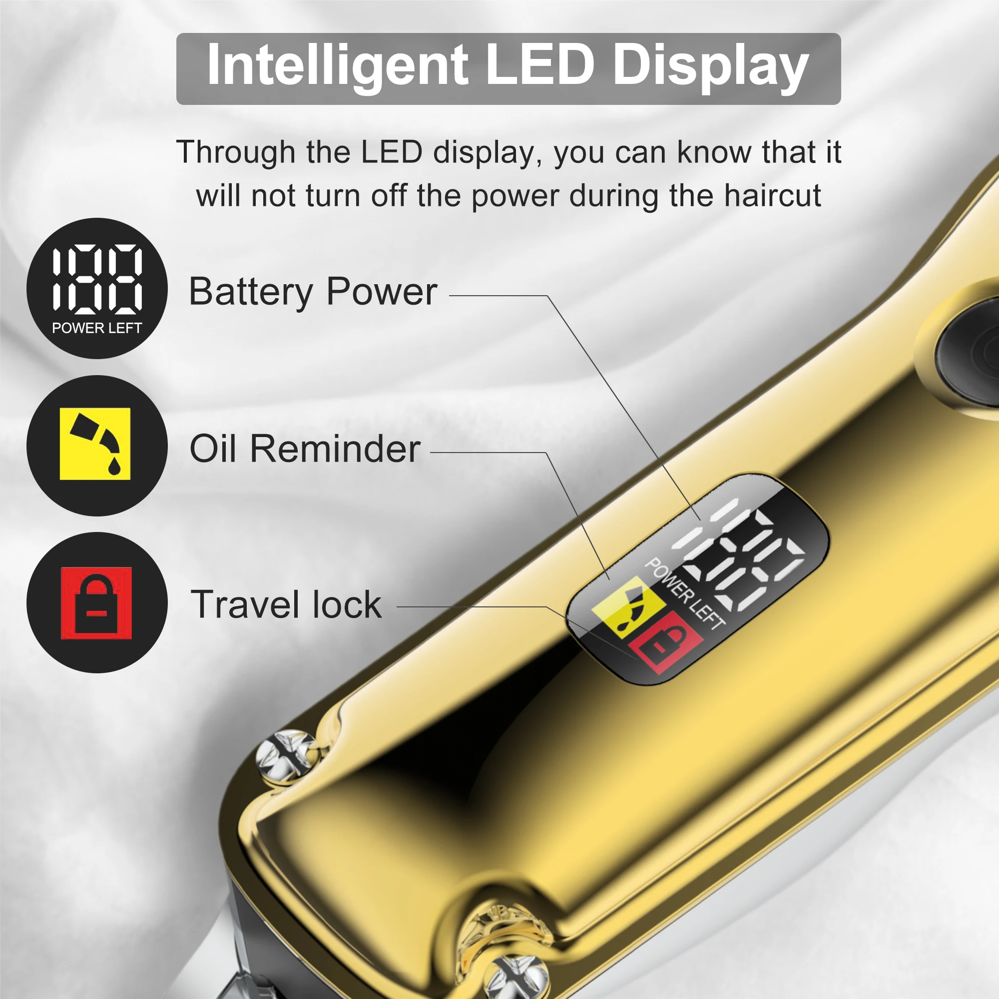 HATTEKER Клипер для волос для мужчин Профессиональная электрическая триммер бороды Беспроводной комплект для ухода за мужскими волосами Заряжаемый 696F.