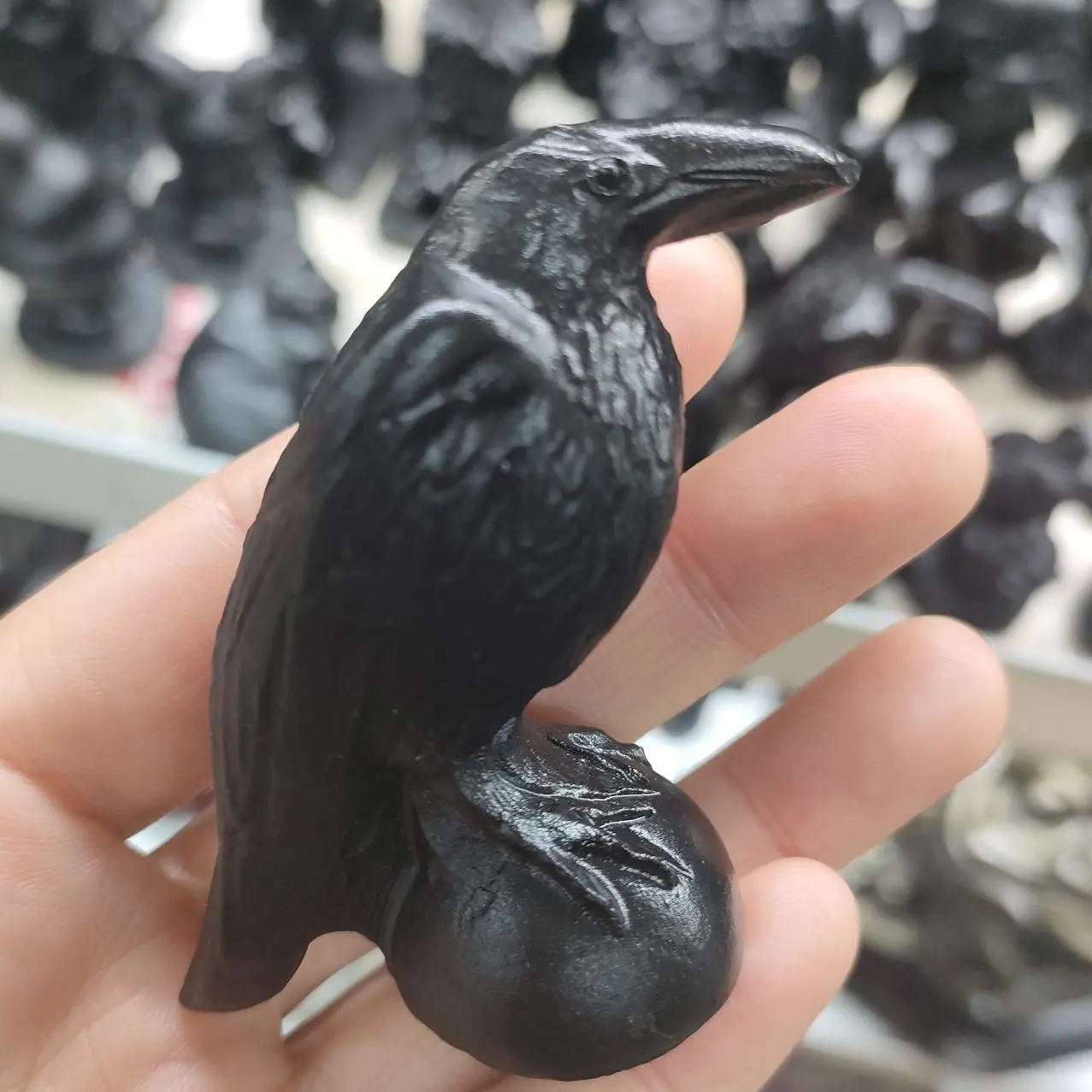 1 шт. натуральный обсидиан кварц животное птица ручная резка кристалл