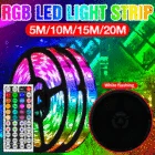 Гибкая светодиодная лента RGB 5050SMD, Водонепроницаемая беспроводная лента дистанционного управления, светодиодная ленсветильник RGB 5 м, 10 м, 15 м, 20 м, адаптер, вилка стандарта США, ЕС, Великобритании