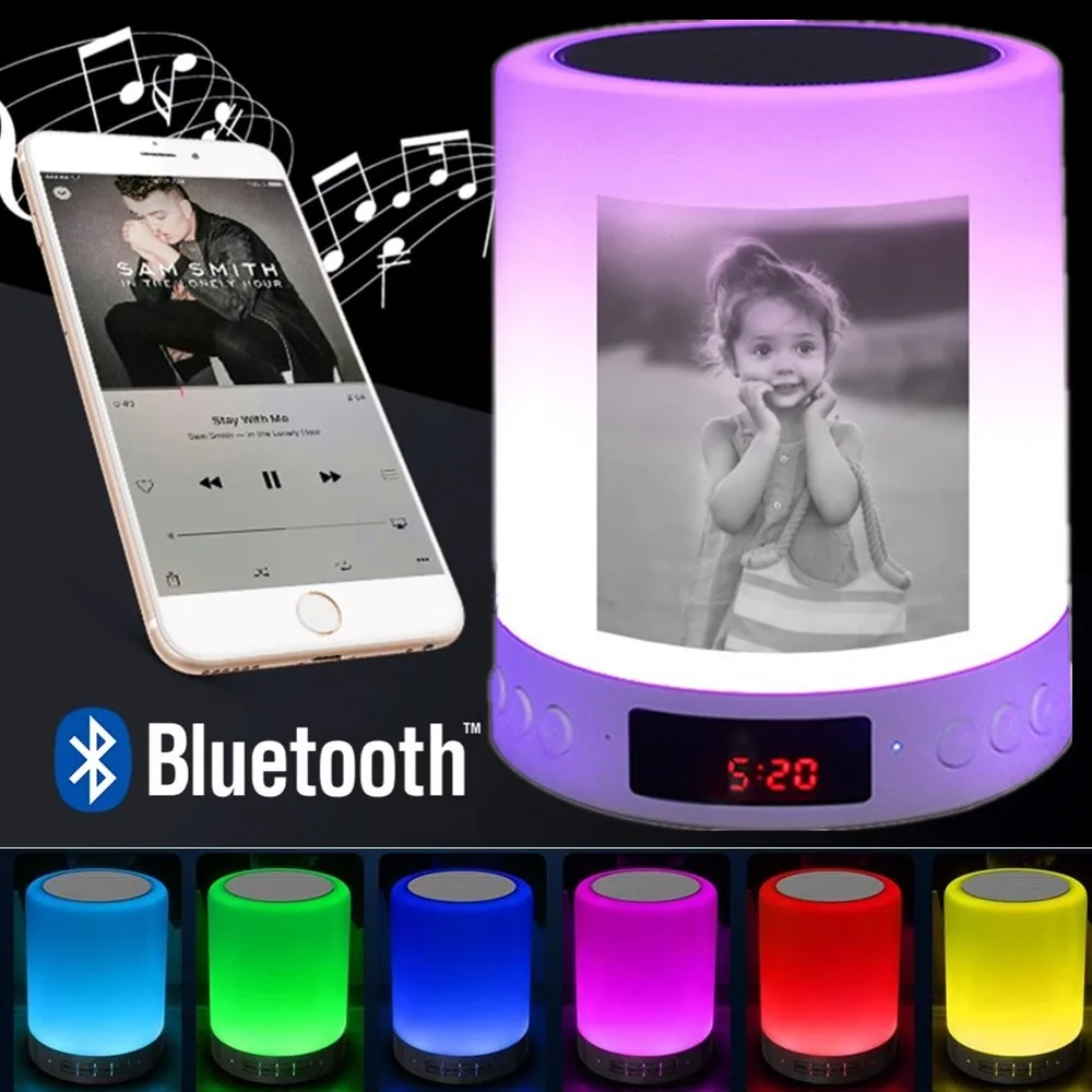 Персонализированные фото светодиодный ночник MP3 музыка дисплей Беспроводная лампа сенсорный USB Перезаряжаемый Ночник подарок