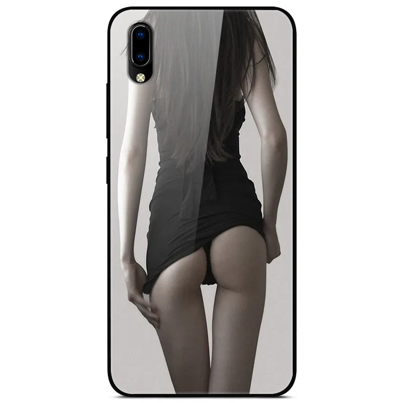 

For VIVO Y93 Phone Case Tempered Glass Case Back Cover With Black Silicone Bumper Series 3