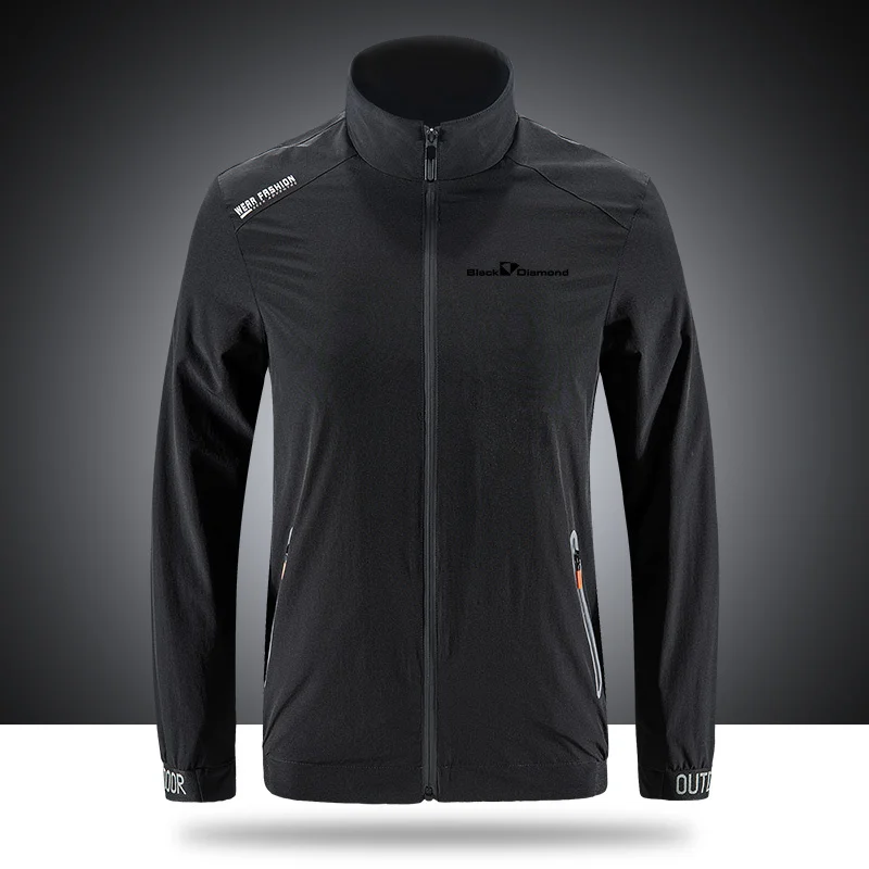 

Black Diamond jackets Breathable Brand Jackets Men's Outdoor Zippered Light Soft Fashion Front Printing sportswear jackets N021
